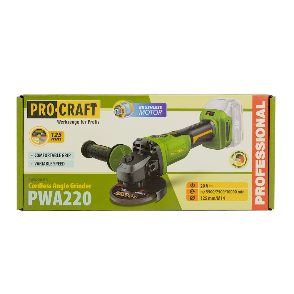 Акумуляторна болгарка Procraft PWA220 (без акб та зп) - Зображення 12