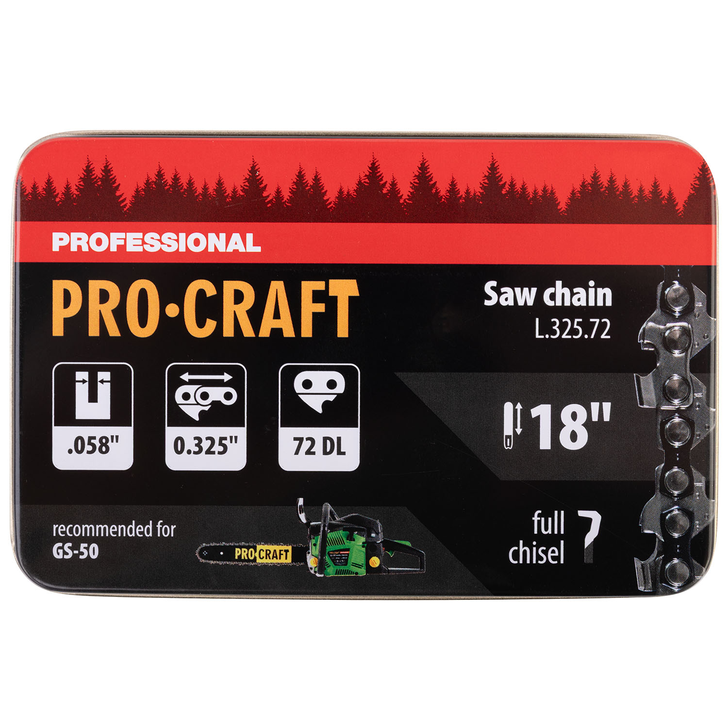 Ланцюг для ланцюгової пили Procraft L-325/72