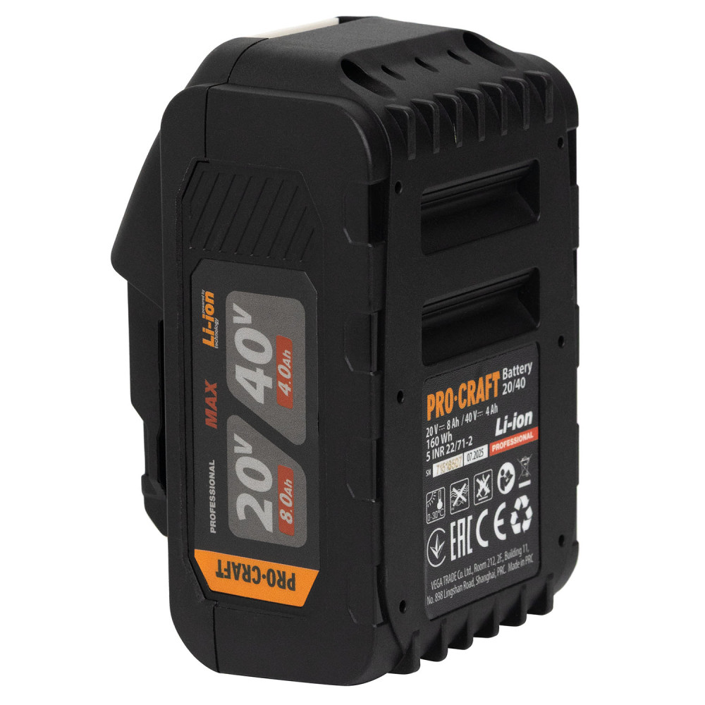 Акумуляторна батарея Procraft Battery20/40 (20В 8Аг, 40В 4Аг) - Зображення 10