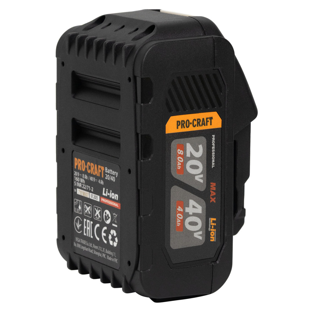 Акумуляторна батарея Procraft Battery20/40 (20В 8Аг, 40В 4Аг) - Зображення 11