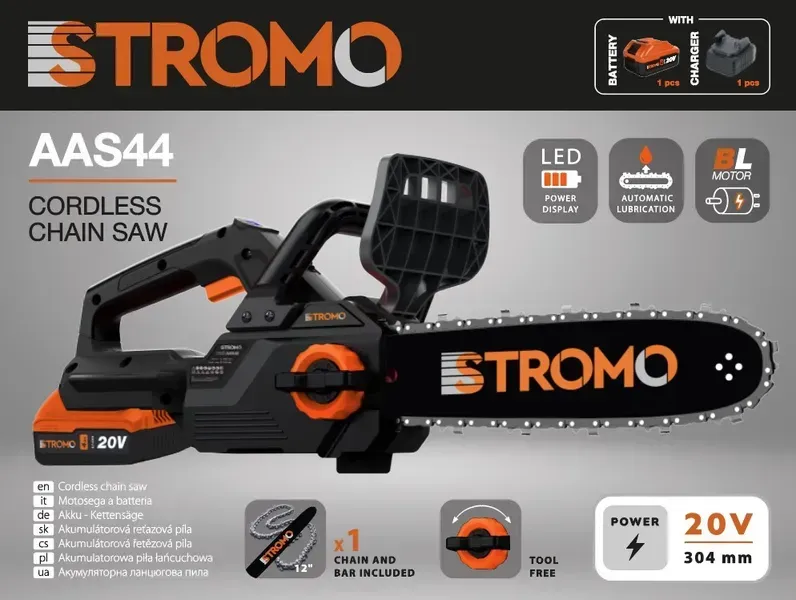 Акумуляторна ланцюгова пилка Stromo AAS-44, 20 В, шина 30 см, АКБ 4 А·год - Зображення 3