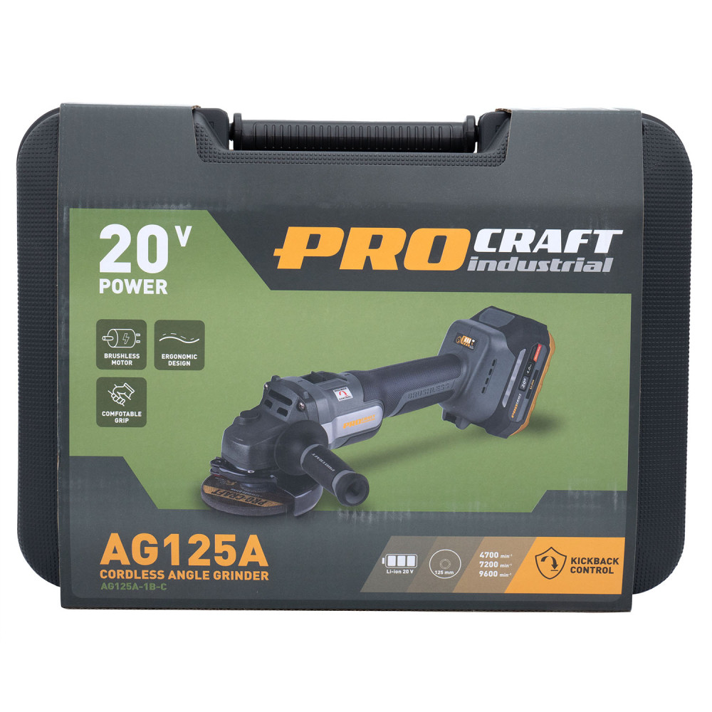 Акумуляторна болгарка Procraft industrial AG125A Кейс (1 акб та зп) - Зображення 33