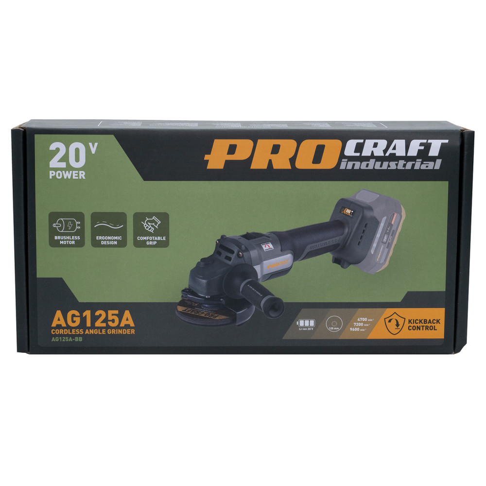 Акумуляторна болгарка Procraft industrial AG125A (Без акб та зп) - Зображення 21