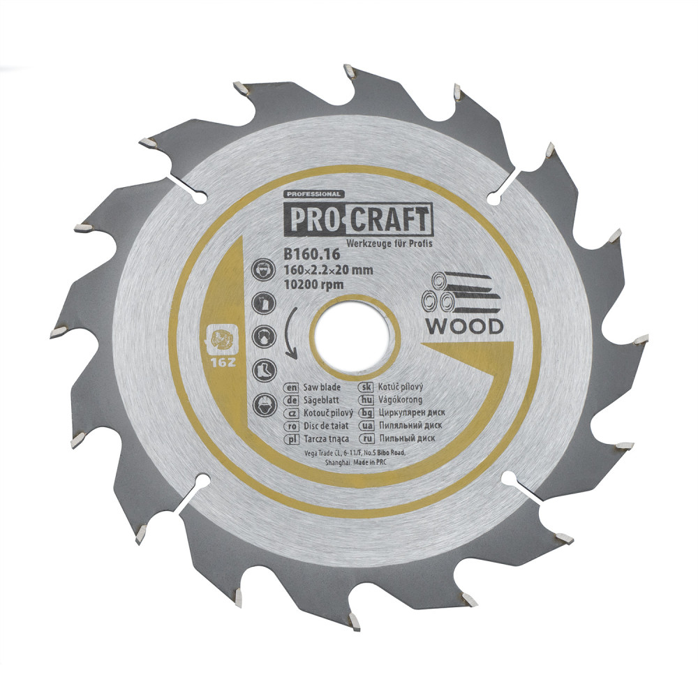 Пиляльний диск Procraft B160.16 16T (по дереву) - Зображення 2