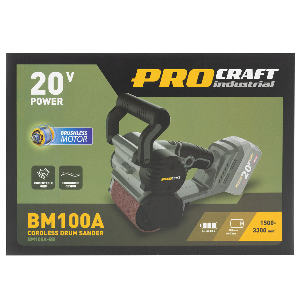 Акумуляторна барабанна шліфмашина Procraft industrial BM100A (без акб) - Зображення 18