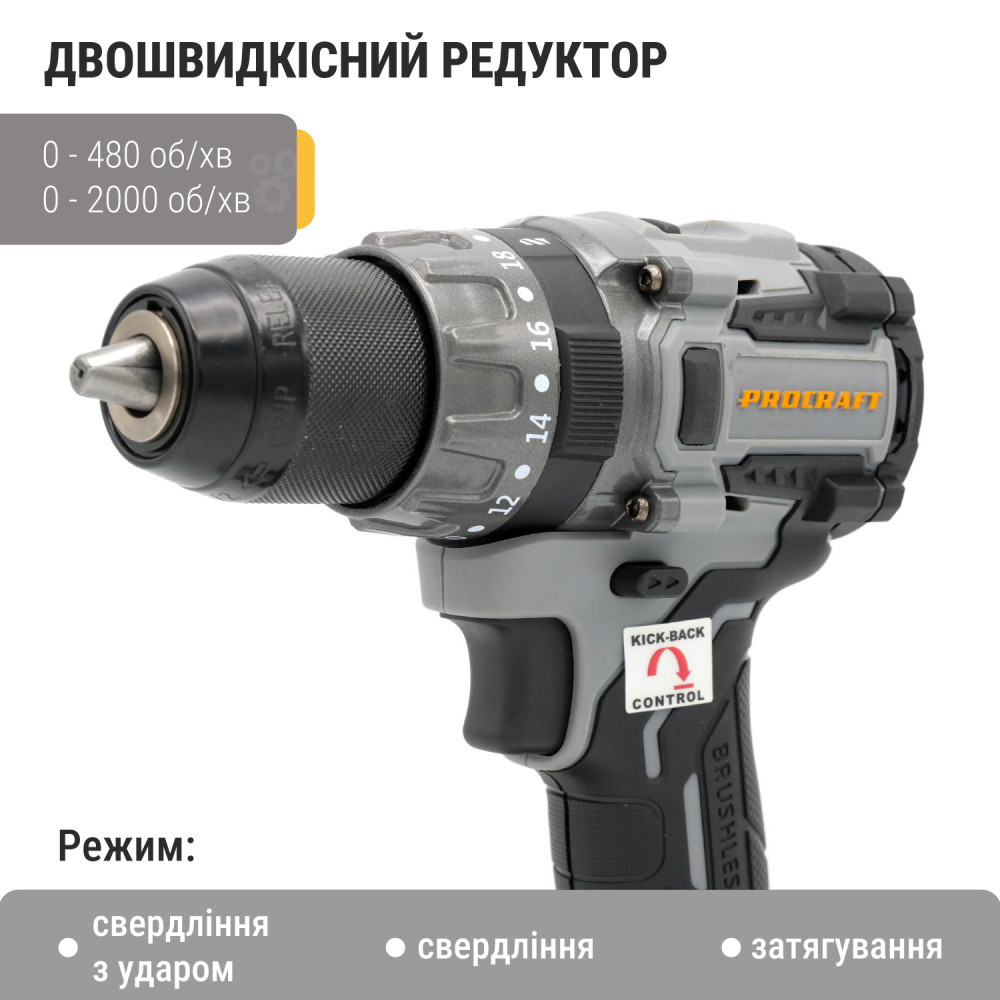 Шуруповерт Procraft industrial CD20A (без акб та зп) - Зображення 2