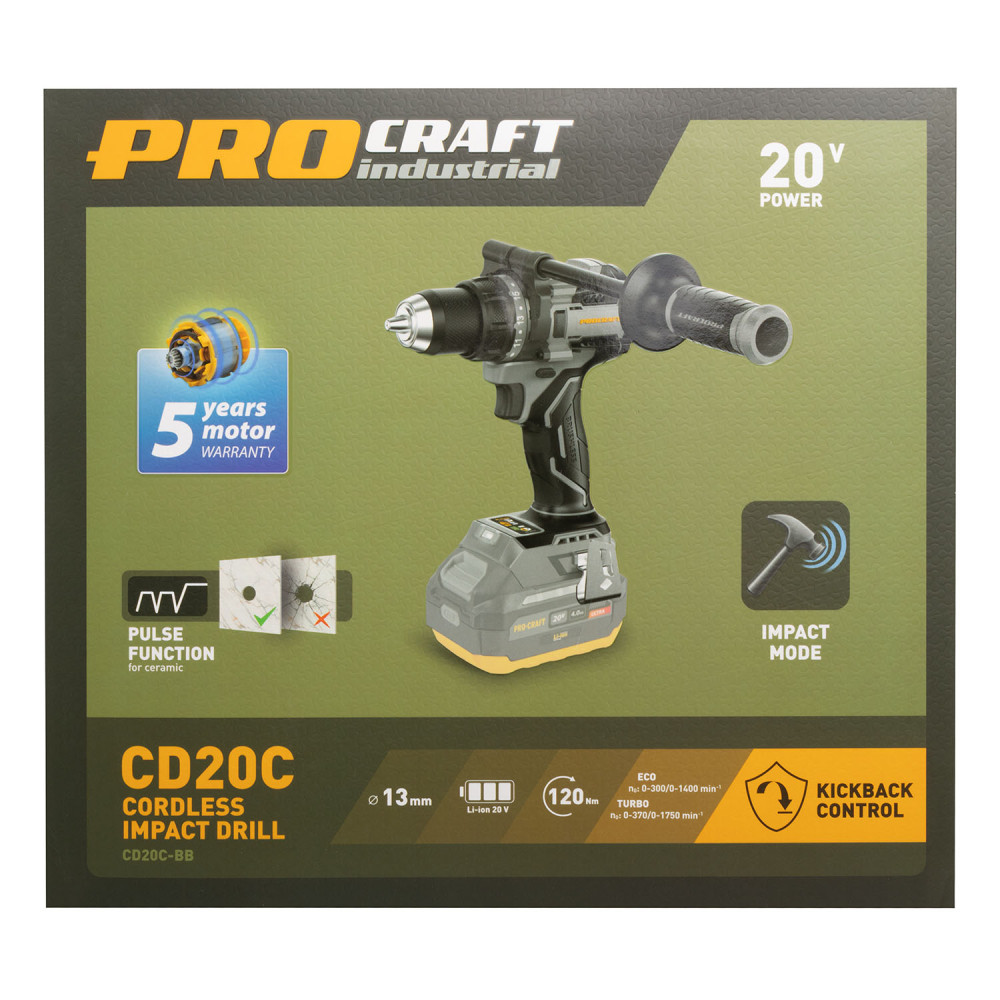 Шуруповерт Procraft industrial CD20C (без акб та зп) - Зображення 18