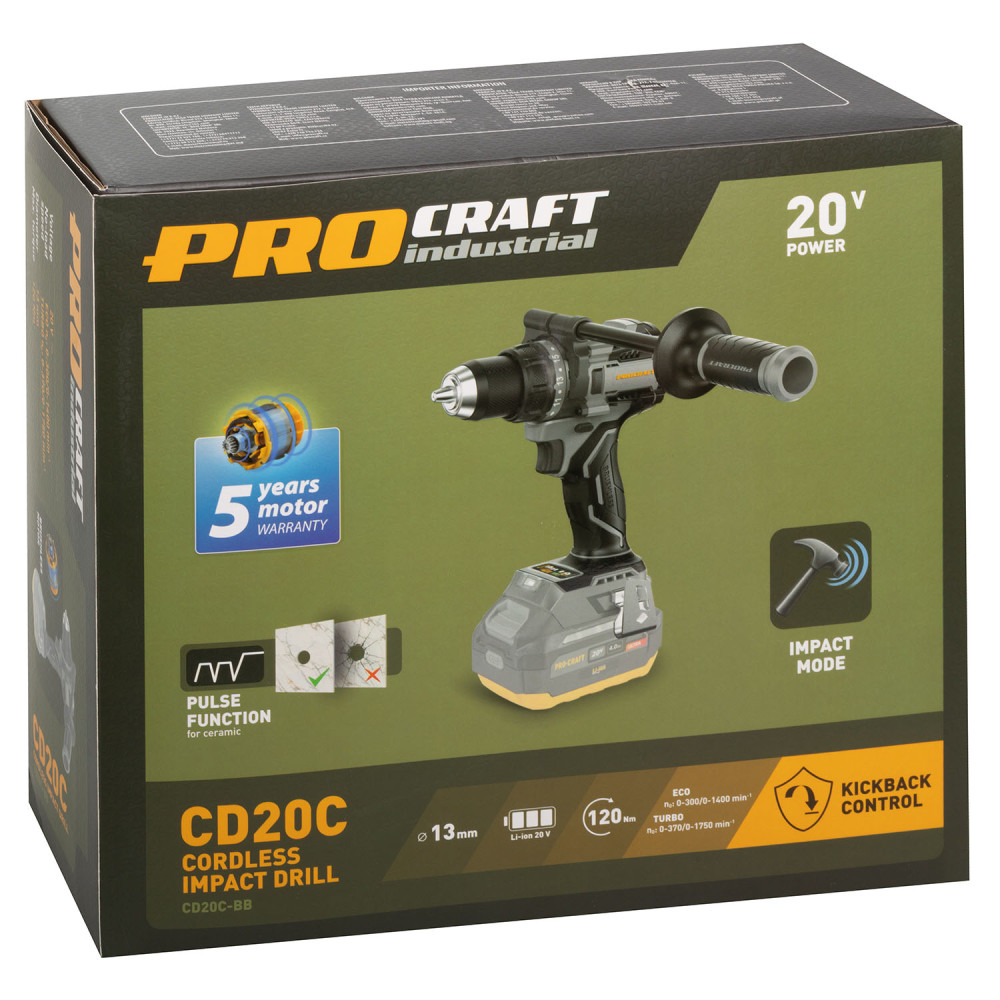 Шуруповерт Procraft industrial CD20C (без акб та зп) - Зображення 17
