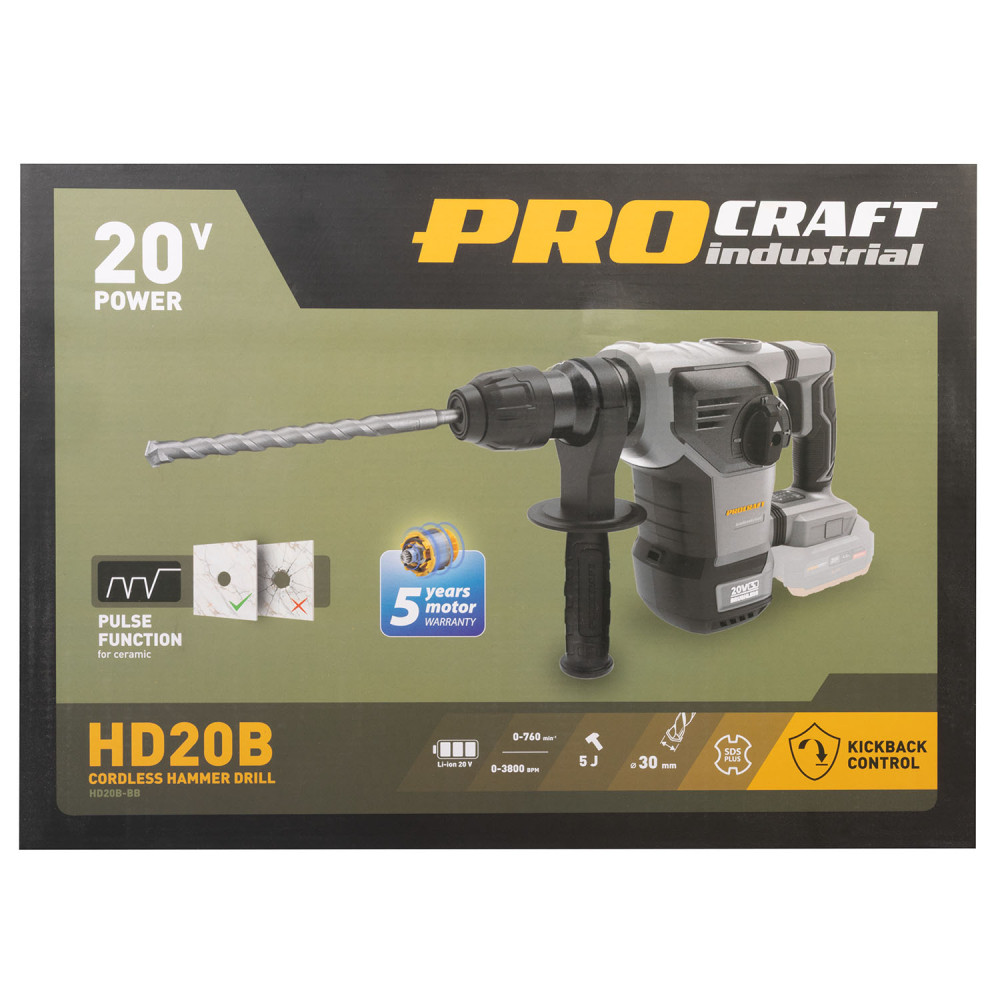 Акумуляторний перфоратор Procraft industrial HD20B (без АКБ) - Зображення 14