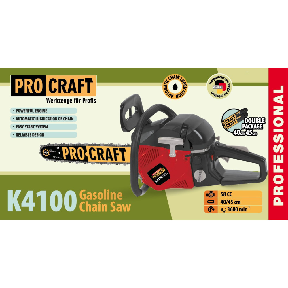 Бензопила Procraft K4100 (Шина, ланцюг 40, 45) - Зображення 24