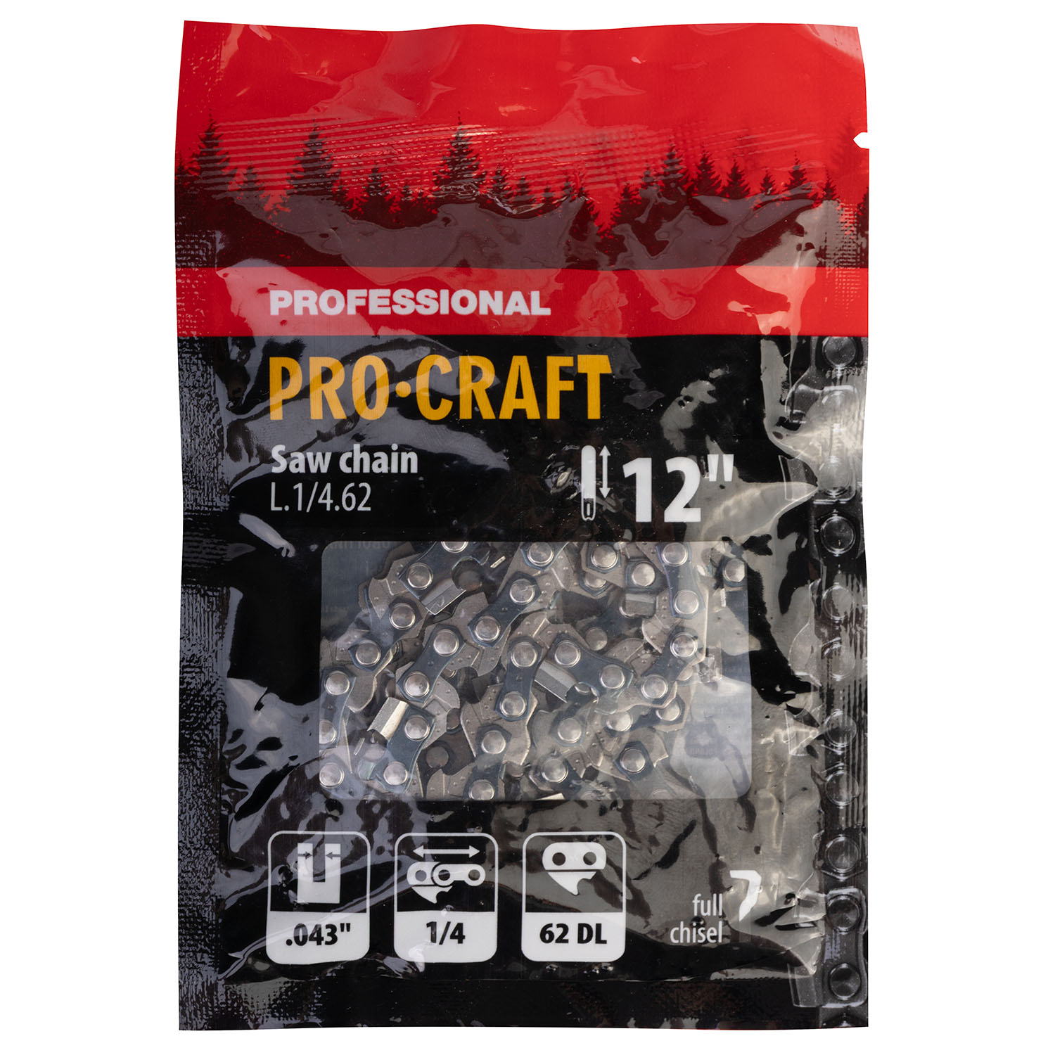 Ланцюг для ланцюгової пилки Procraft L.1/4.62 Universal 1/4" шаг 62 зв.