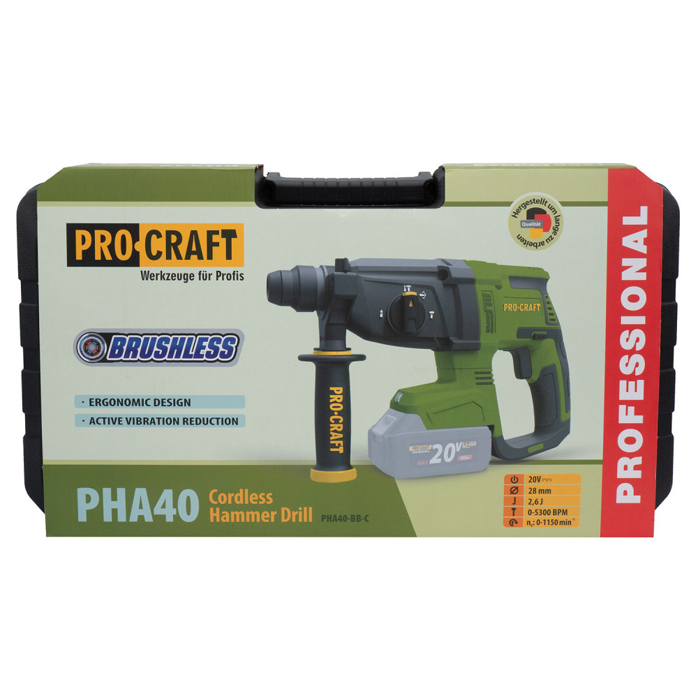 Акумуляторний перфоратор Procraft PHA40 Кейс (без АКБ та ЗП) - Зображення 16