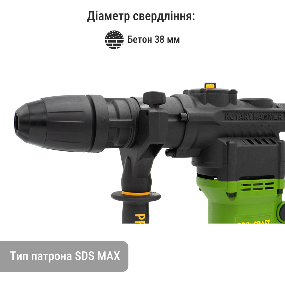 Акумуляторний перфоратор Procraft PHA50 Кейс (з 1 акб та ЗП) - Зображення 4
