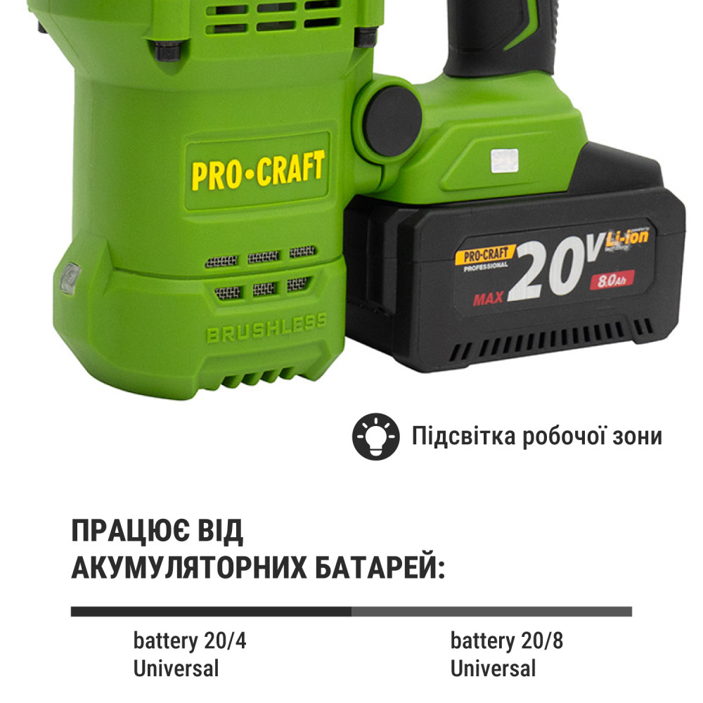 Акумуляторний перфоратор Procraft PHA50 Кейс (з 1 акб та ЗП) - Зображення 6