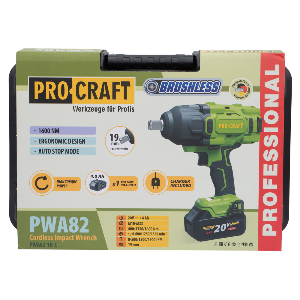 Акумуляторний гайковерт Procraft PWA82 Кейс (з 1 АКБ та ЗП) - Зображення 11